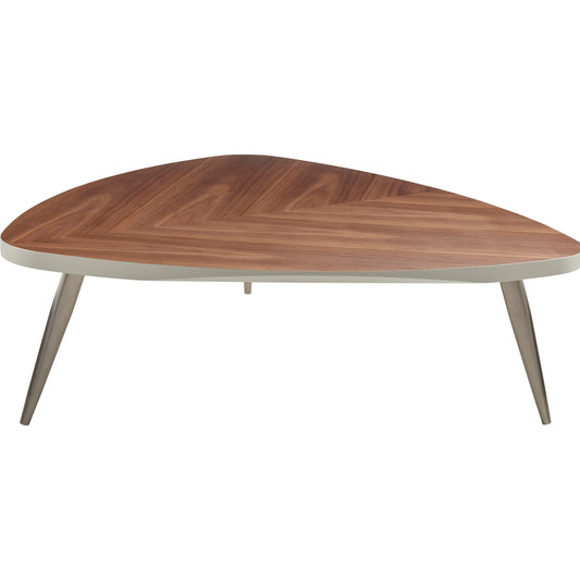 Trinity Coffee Table by Surya in top: brown, base: nickel and painted. Made from top: manufactured wood, base: stainless steel in a modern style.
