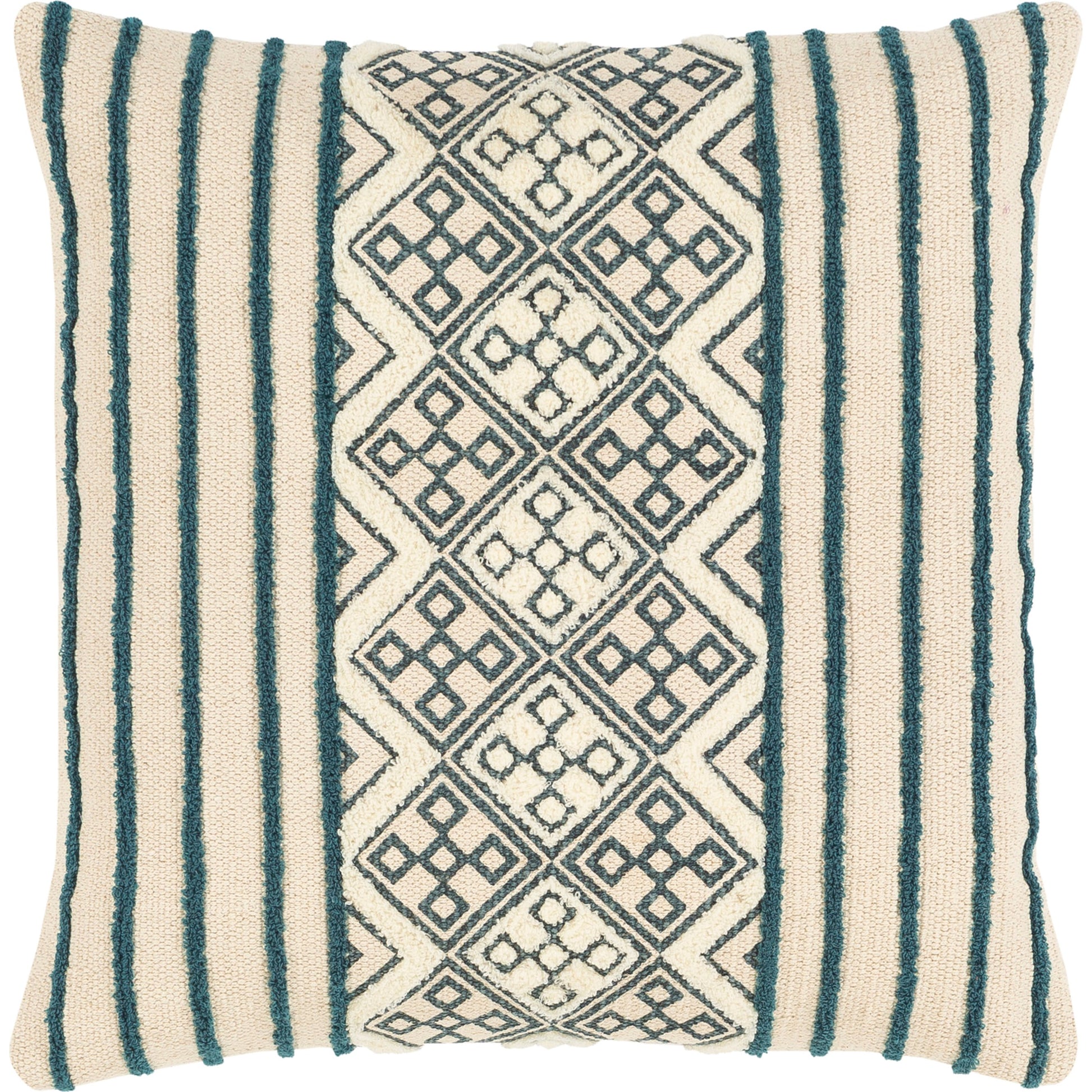 Tanya Indoor/Outdoor Pillow by Surya in blue, ivory. Made from 100% cotton in a eclectic & global style.