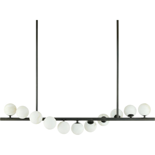 Taloura Pendant by Surya in metallic brass, white. Made from iron, stone in a modern style.