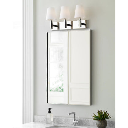Beckham Classic 3-Light Vanity by Visual Comfort & Co. in polished nickel. Made from steel in a unique style.