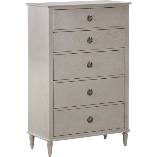 Zest 5 Drawer Chest by Zest in greige. Made from rubberwood, oak veneer in a modern style.