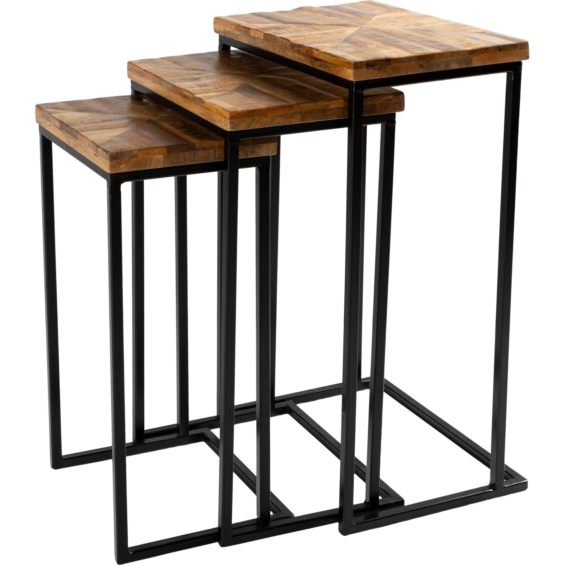 Troyes - 25842 (Set of 3) by Livabliss in gray and naturalnatural. Made from top: wood, base: steel in a modern style.