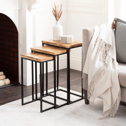 Troyes - 25842 (Set of 3) by Livabliss in gray and naturalnatural. Made from top: wood, base: steel in a modern style.