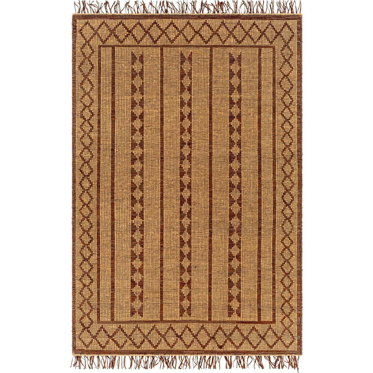 001 SI-2047143 | Primary Silo | Touareg Rug - 28178 by Surya in tan, dark brown, charcoal. Made from face: 50% jute, 50% leather, warp: 100% jute in a unique style.