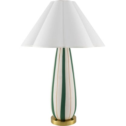 Tohen Accent Table Lamp by Surya in green, white, translucent, metallic brass. Made from ceramic, iron, linen, polyester in a eclectic & global style.