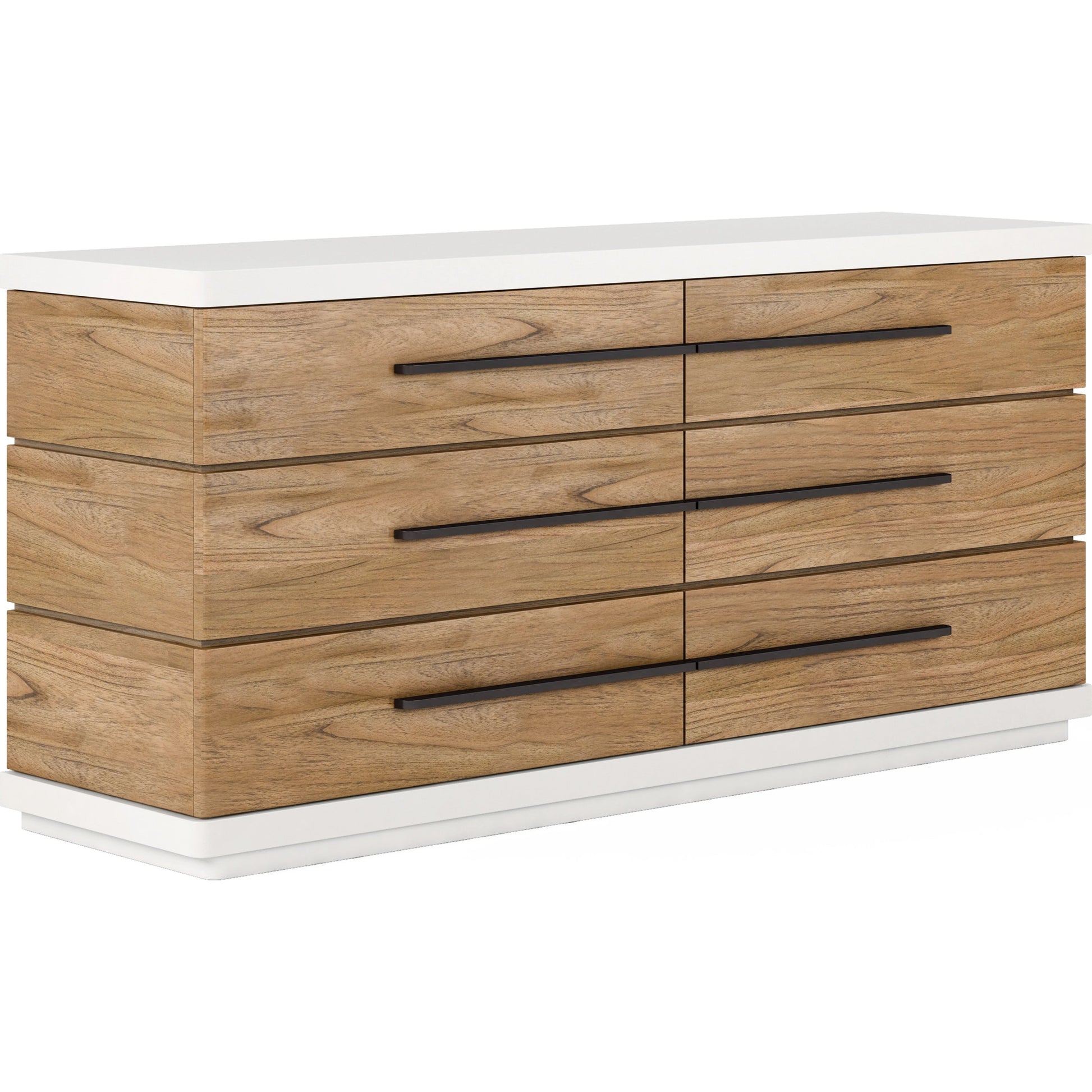 Portico Dresser by A.R.T. Furniture in sienna, white plaster. Made from parawood solids, mindi veneers in a modern style.