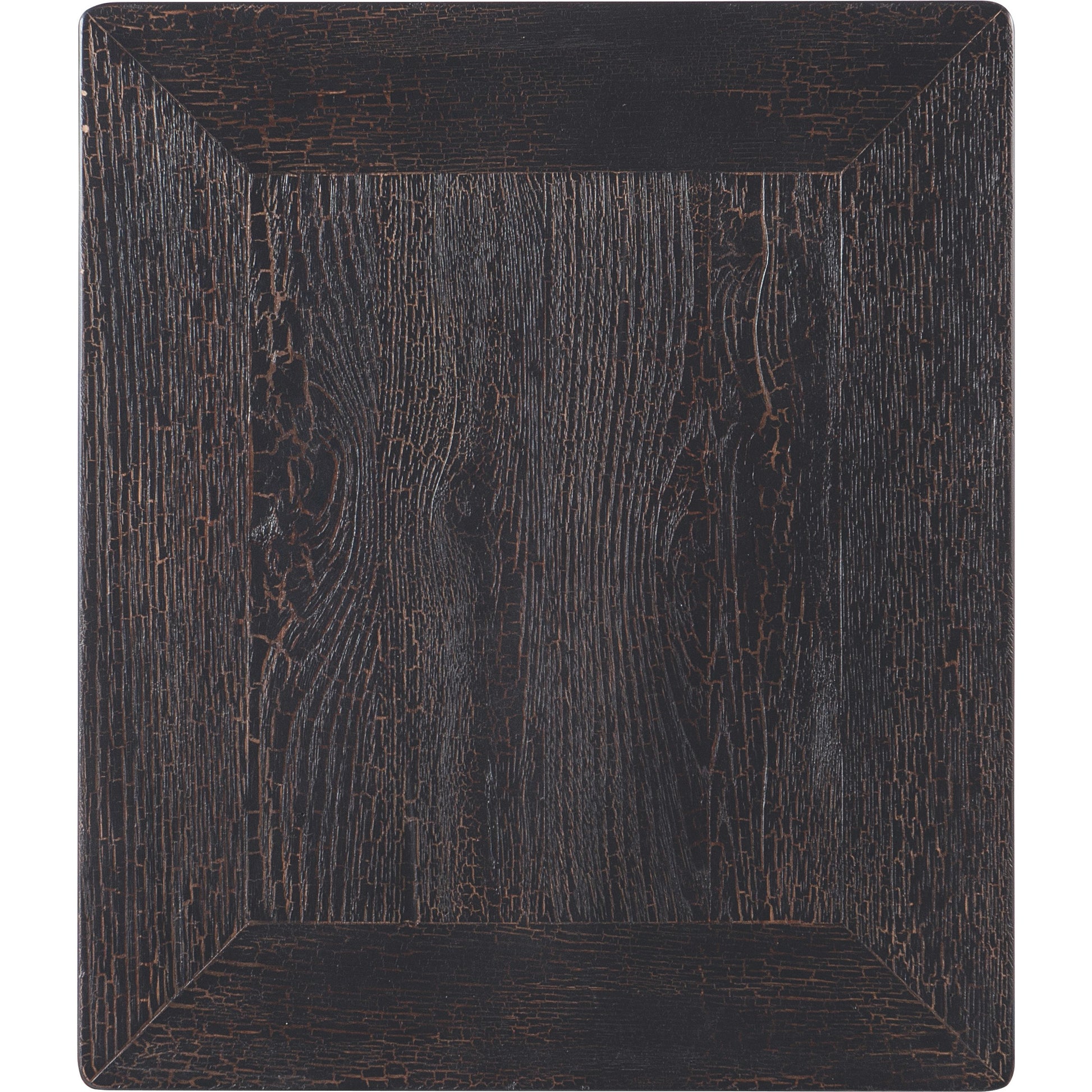 Big Sky Turned Leg End Table by Hooker Furniture in charred timber. Made from pecky hickory veneers, solid-wood edged top in a traditional style.