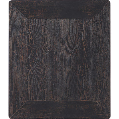 Big Sky Turned Leg End Table by Hooker Furniture in charred timber. Made from pecky hickory veneers, solid-wood edged top in a traditional style.
