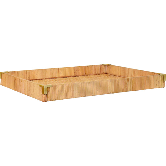 Tommy Rectangular Natural Rattan Wrapped Trays by Worlds Away in brown. Made from unique in a unique style.
