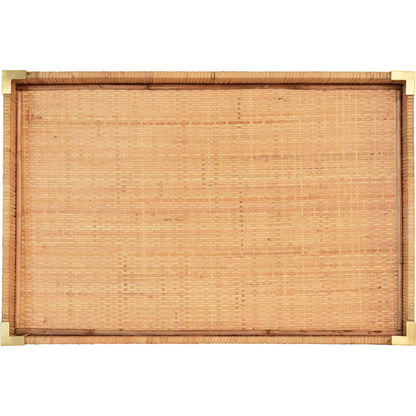 Tommy Rectangular Natural Rattan Wrapped Trays by Worlds Away in brown. Made from unique in a unique style.