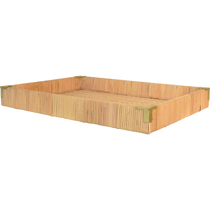 Tommy Rectangular Natural Rattan Wrapped Trays by Worlds Away in brown. Made from unique in a unique style.