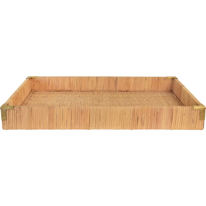 Tommy Rectangular Natural Rattan Wrapped Trays by Worlds Away in brown. Made from unique in a unique style.