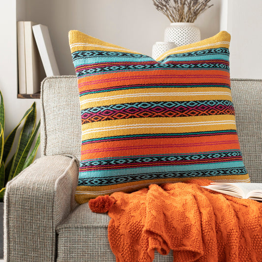 Toluca Indoor/Outdoor Pillow by Surya in beige, saffron. Made from 100% cotton in a eclectic & global style.