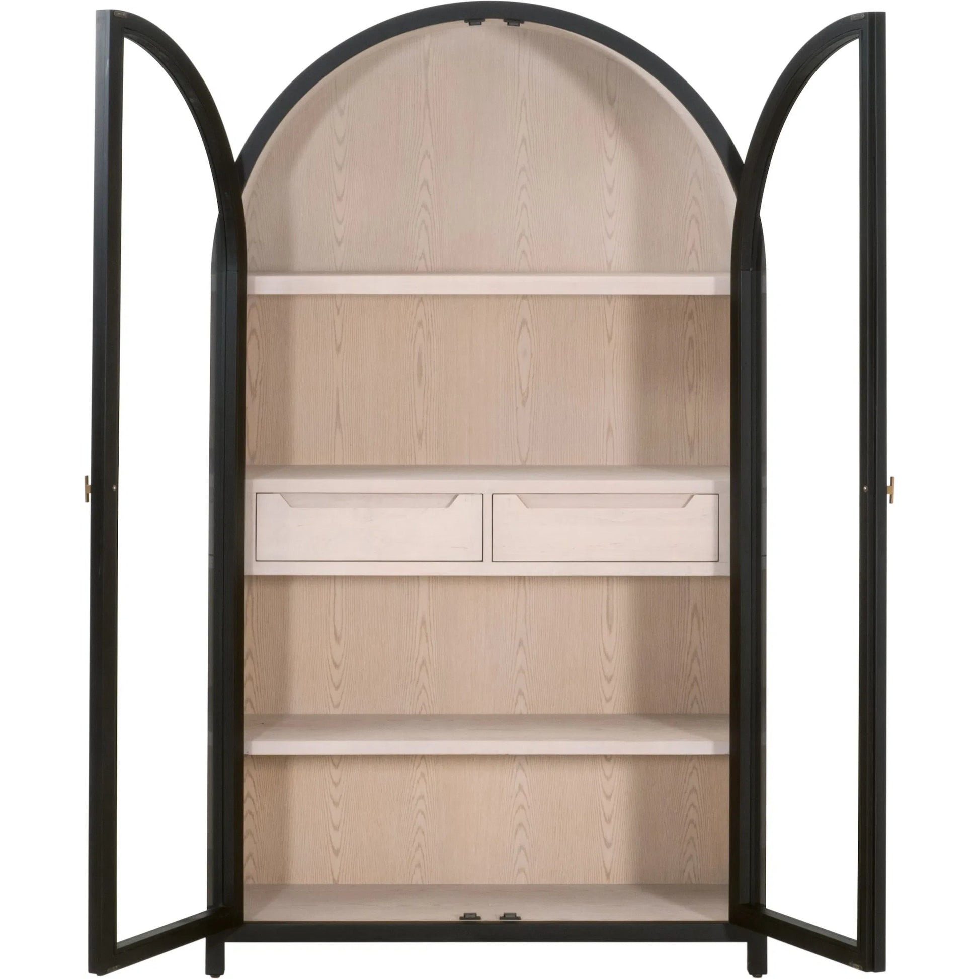 Toulouse Display Cabinet by Essentials For Living in black birch, natural oak. Made from solid birch wood, oak veneer, tempered glass in a unique style.