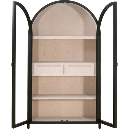Toulouse Display Cabinet by Essentials For Living in black birch, natural oak. Made from solid birch wood, oak veneer, tempered glass in a unique style.