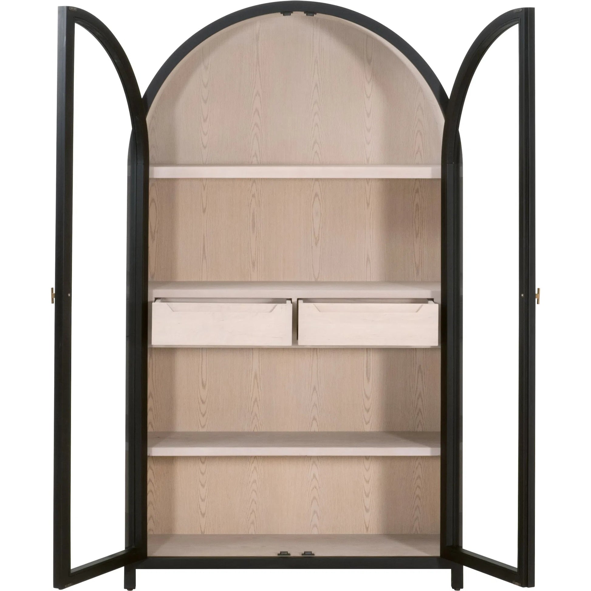 Toulouse Display Cabinet by Essentials For Living in black birch, natural oak. Made from solid birch wood, oak veneer, tempered glass in a unique style.