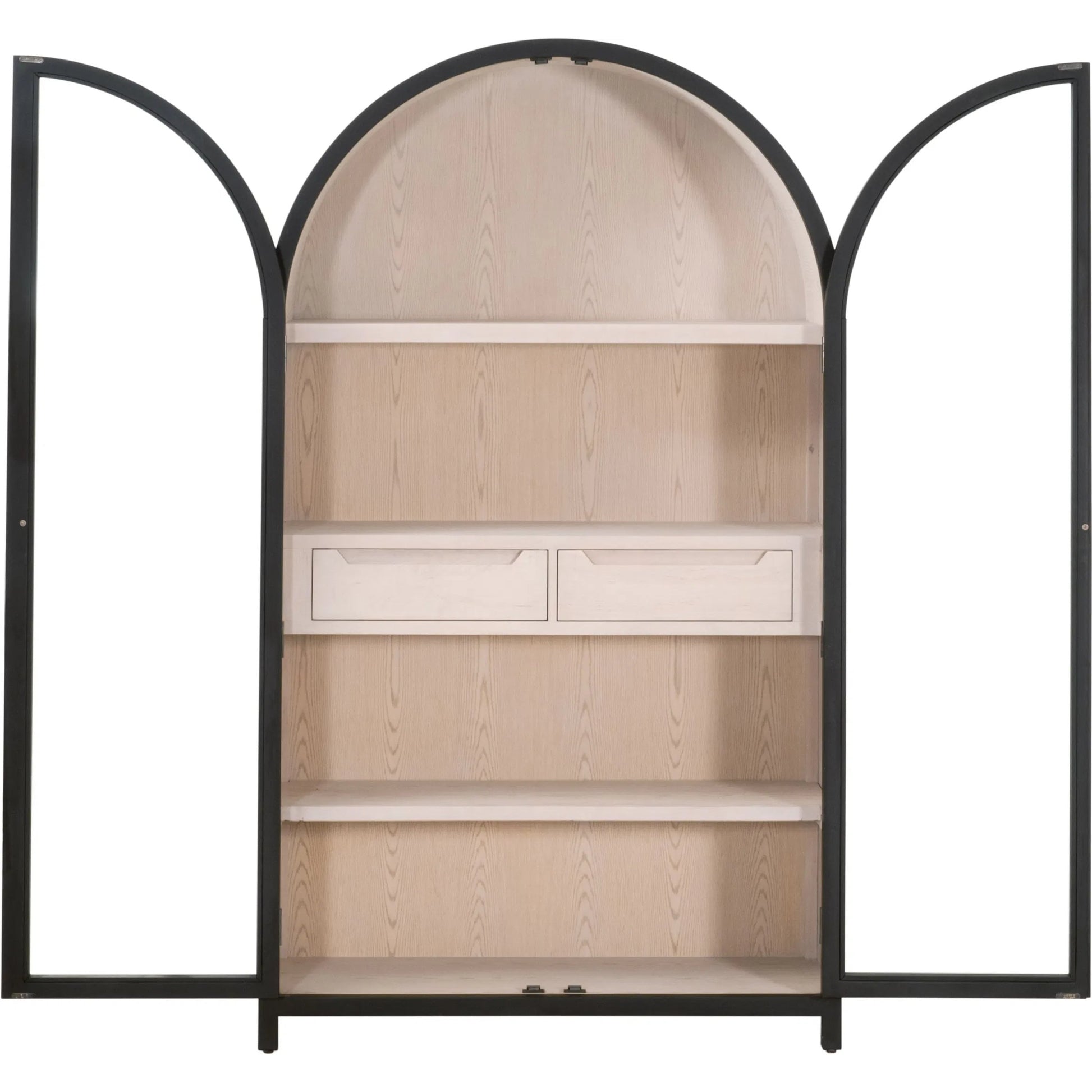Toulouse Display Cabinet by Essentials For Living in black birch, natural oak. Made from solid birch wood, oak veneer, tempered glass in a unique style.