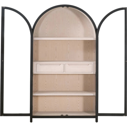 Toulouse Display Cabinet by Essentials For Living in black birch, natural oak. Made from solid birch wood, oak veneer, tempered glass in a unique style.