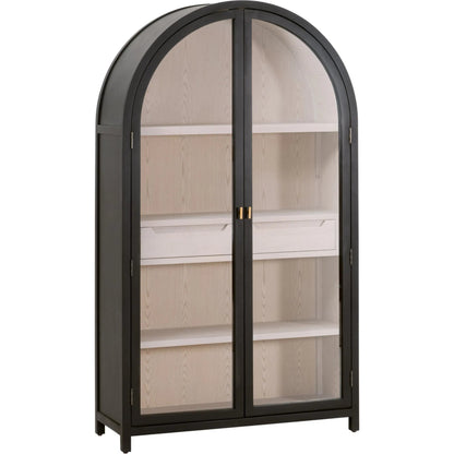 Toulouse Display Cabinet by Essentials For Living in black birch, natural oak. Made from solid birch wood, oak veneer, tempered glass in a unique style.