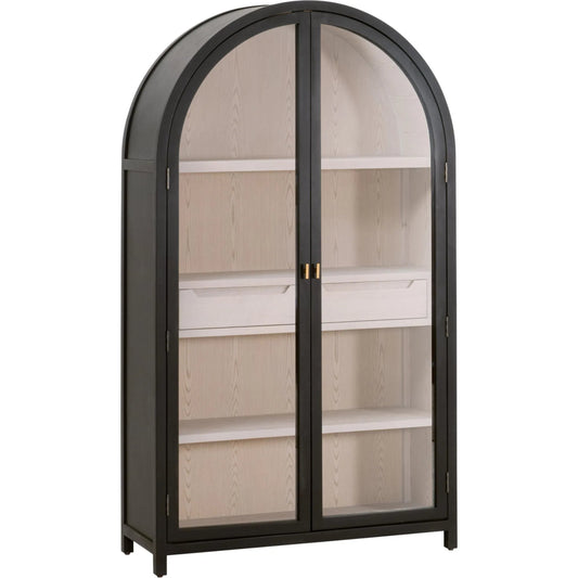 Toulouse Display Cabinet by Essentials For Living in black birch, natural oak. Made from solid birch wood, oak veneer, tempered glass in a unique style.