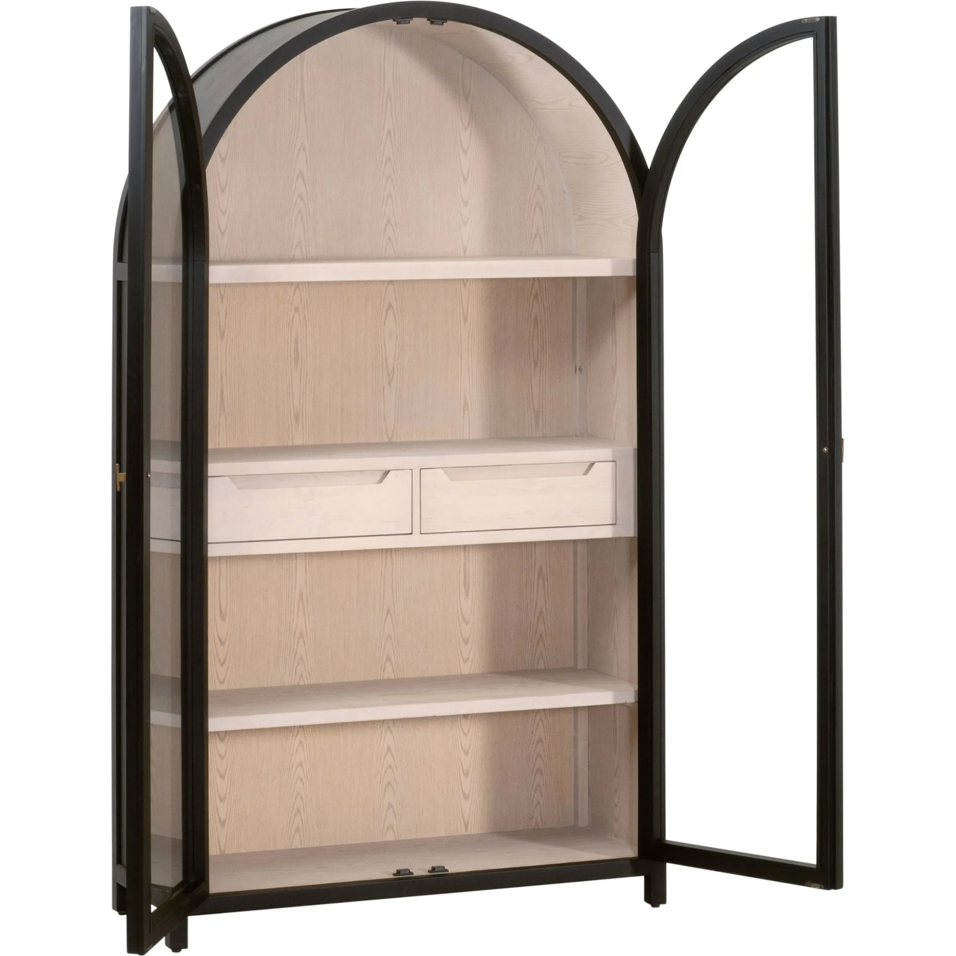 Toulouse Display Cabinet by Essentials For Living in black birch, natural oak. Made from solid birch wood, oak veneer, tempered glass in a unique style.