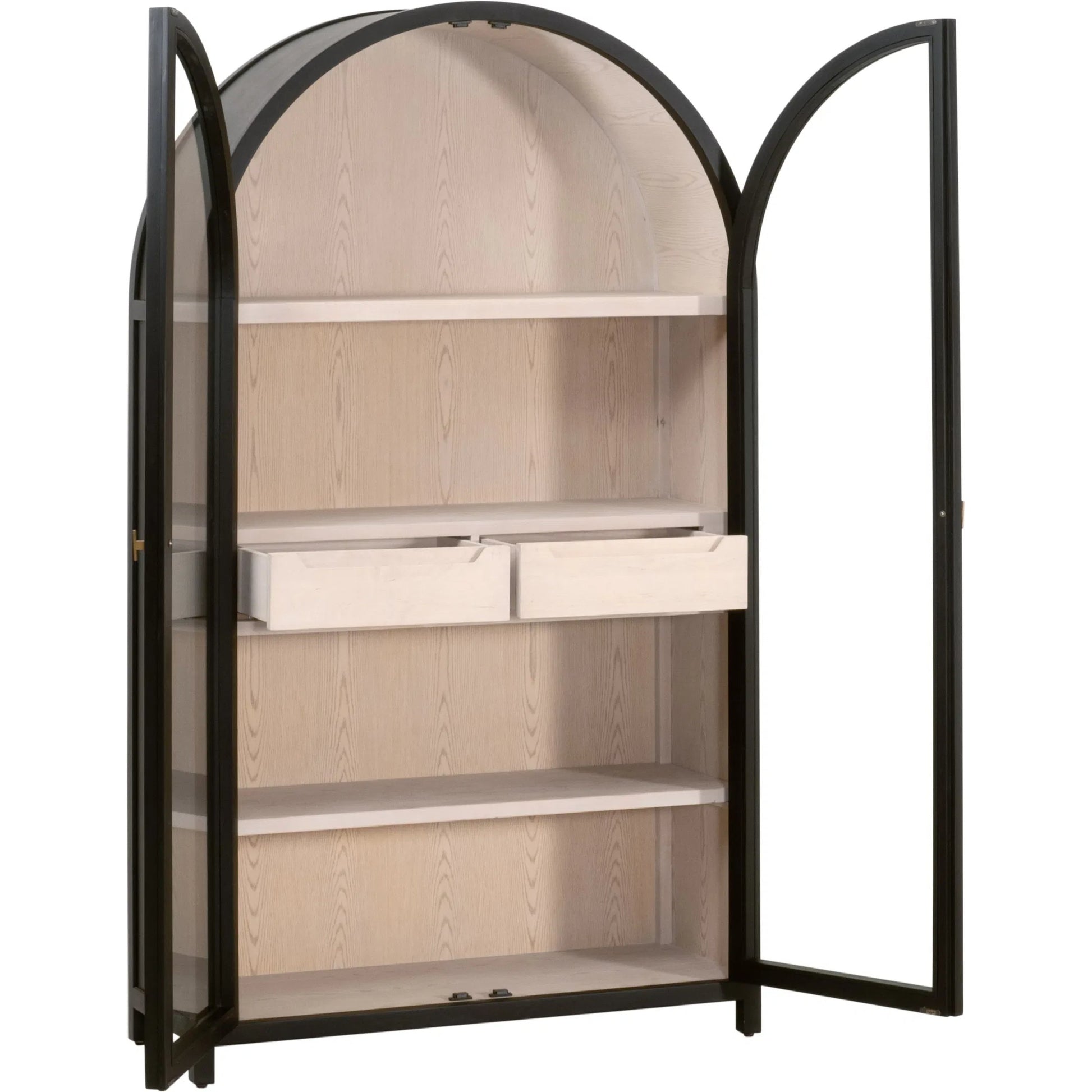 Toulouse Display Cabinet by Essentials For Living in black birch, natural oak. Made from solid birch wood, oak veneer, tempered glass in a unique style.