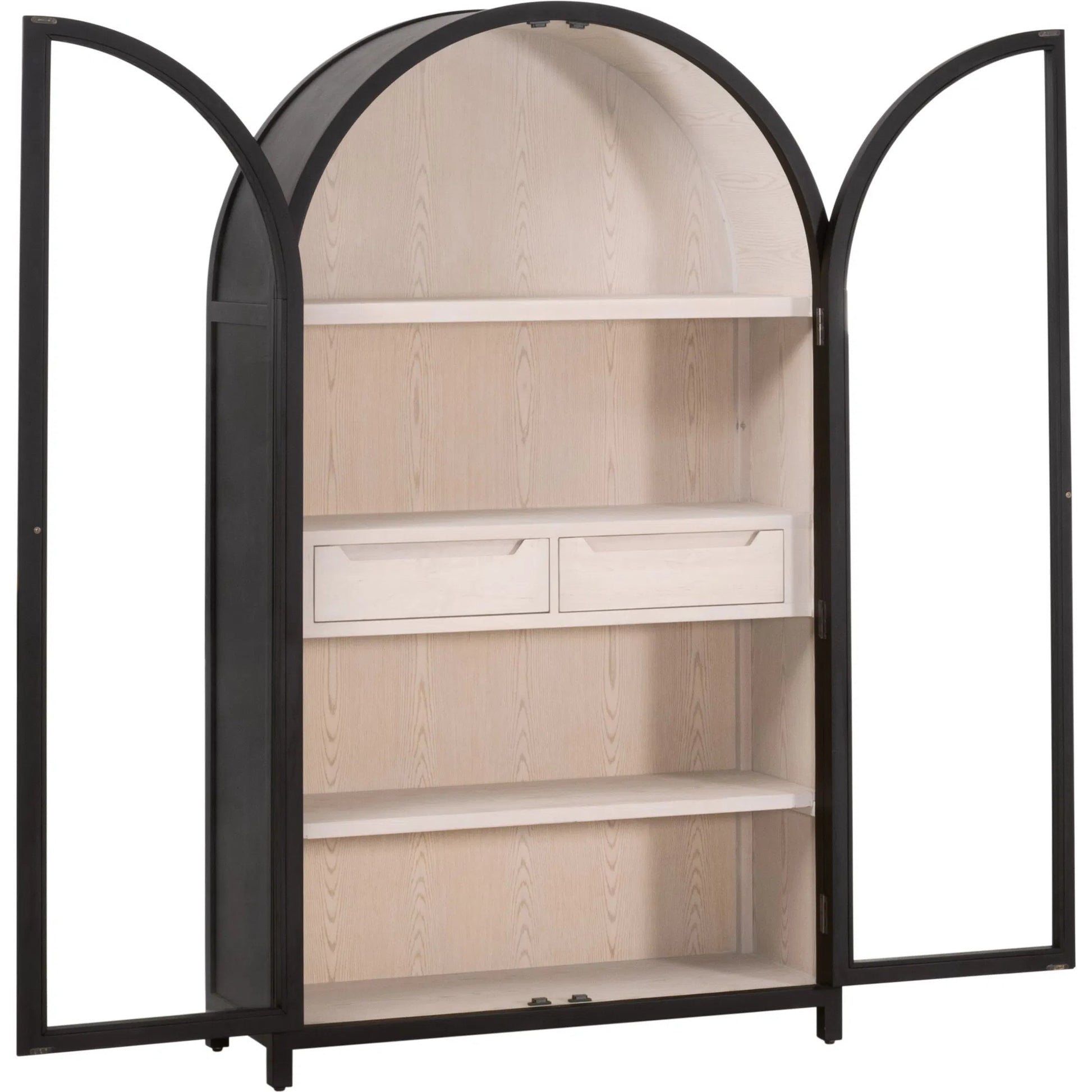 Toulouse Display Cabinet by Essentials For Living in black birch, natural oak. Made from solid birch wood, oak veneer, tempered glass in a unique style.