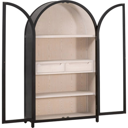 Toulouse Display Cabinet by Essentials For Living in black birch, natural oak. Made from solid birch wood, oak veneer, tempered glass in a unique style.