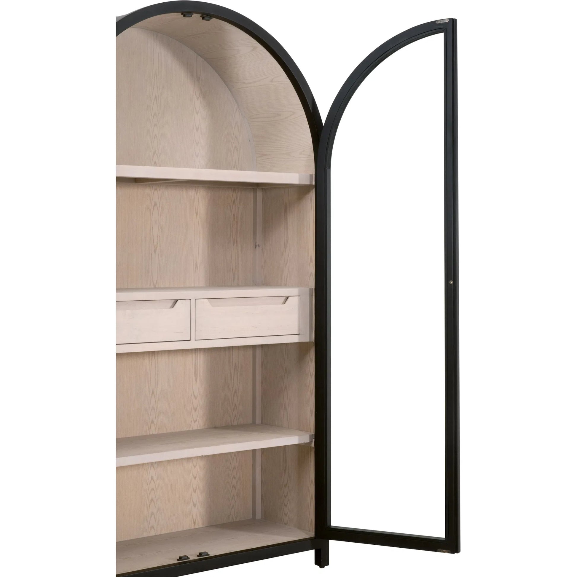 Toulouse Display Cabinet by Essentials For Living in black birch, natural oak. Made from solid birch wood, oak veneer, tempered glass in a unique style.