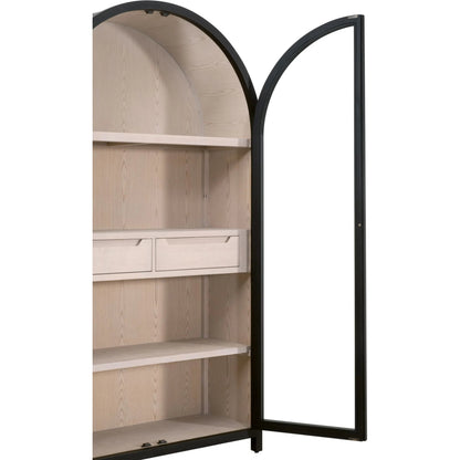 Toulouse Display Cabinet by Essentials For Living in black birch, natural oak. Made from solid birch wood, oak veneer, tempered glass in a unique style.