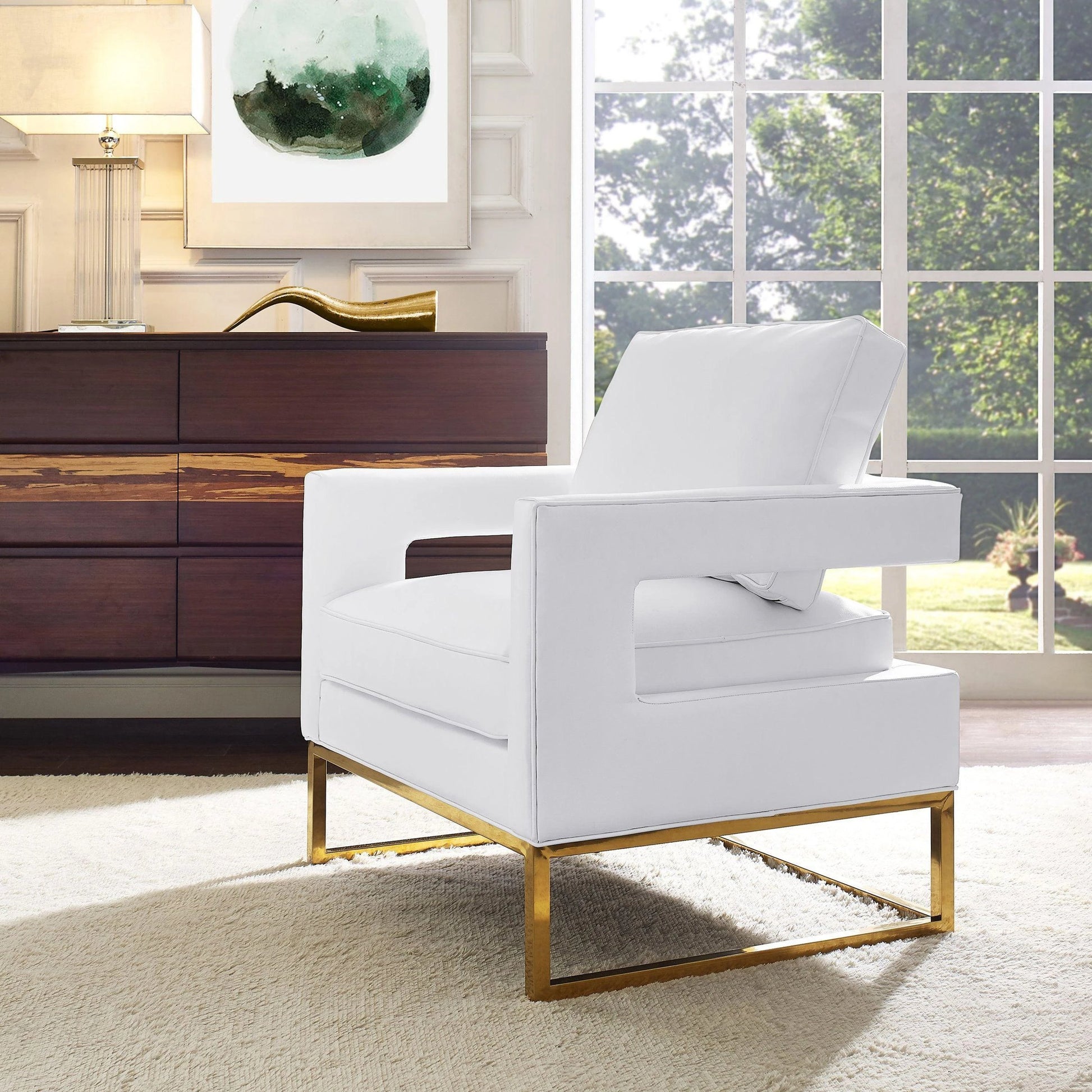 Avery Chair by TOV Furniture in gold. Made from unique in a modern style.