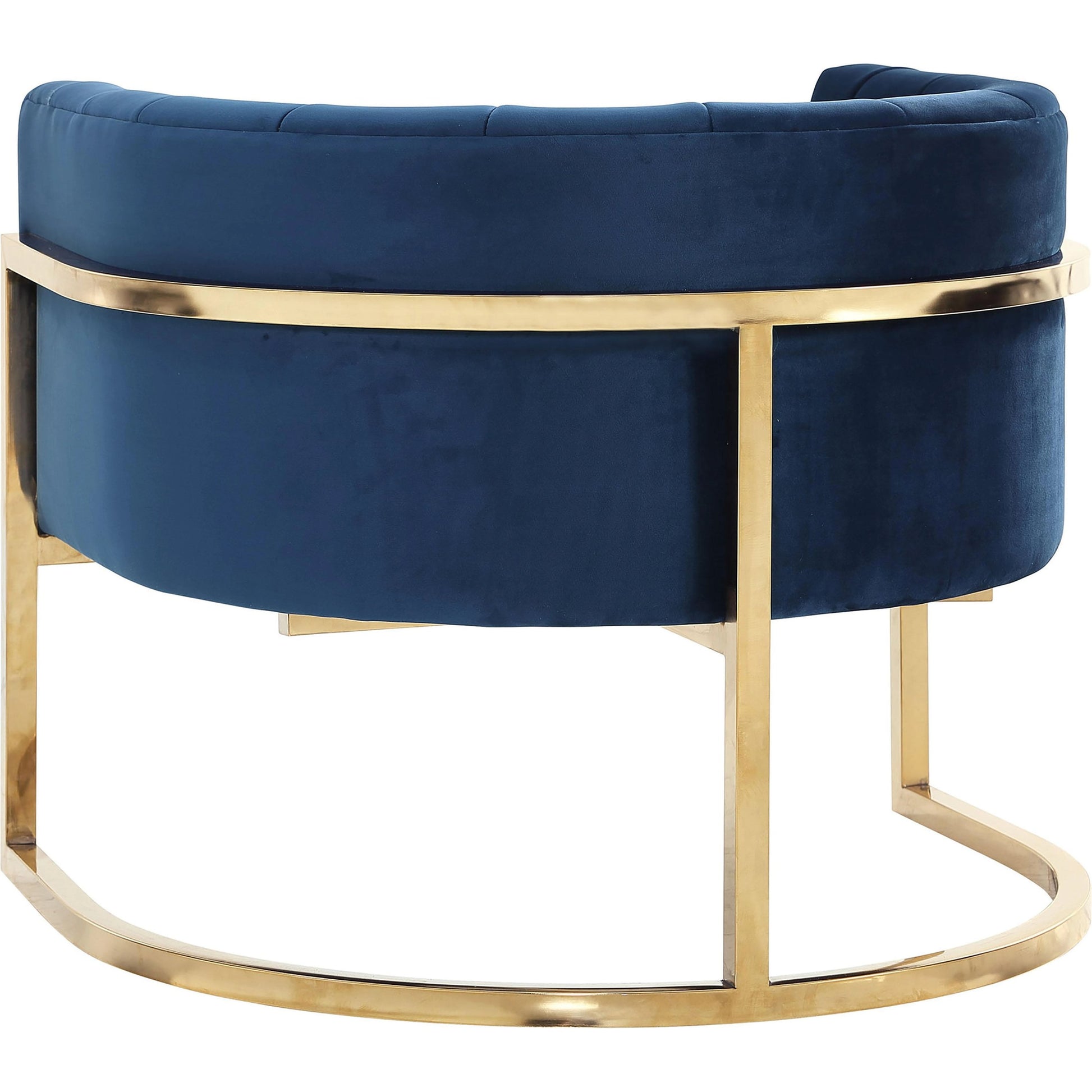 Gold Base Magnolia Chair by TOV Furniture in sea blue. Made from stainless steel, velvet in a modern style.