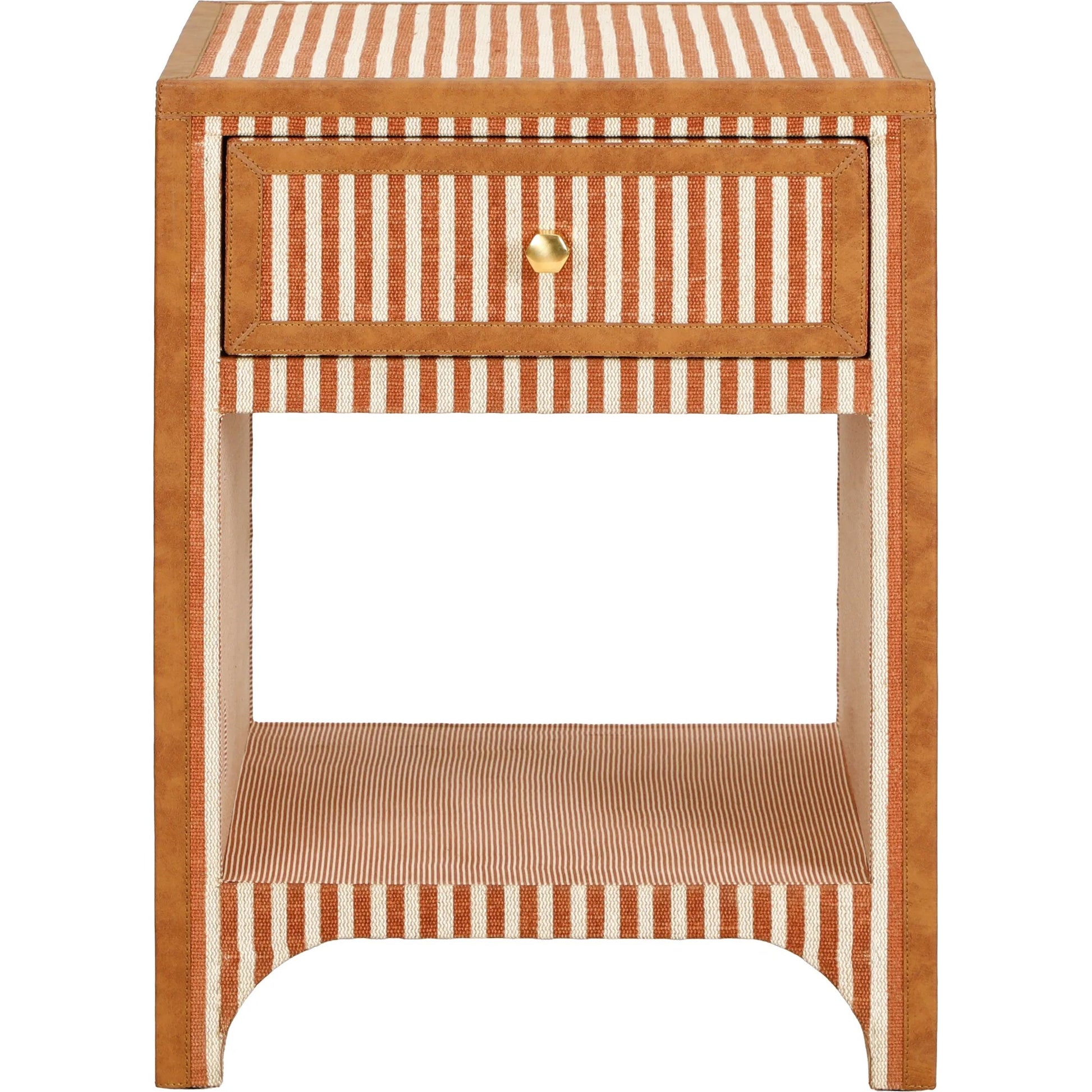 Kora Cotton Jute 1-Drawer Designer Nightstand by TOV Furniture. Made from fabric, mdf in a unique style.