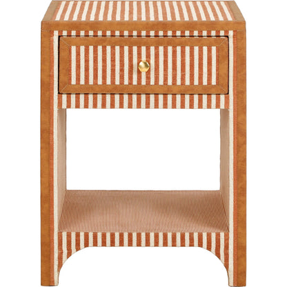 Kora Cotton Jute 1-Drawer Designer Nightstand by TOV Furniture. Made from fabric, mdf in a unique style.