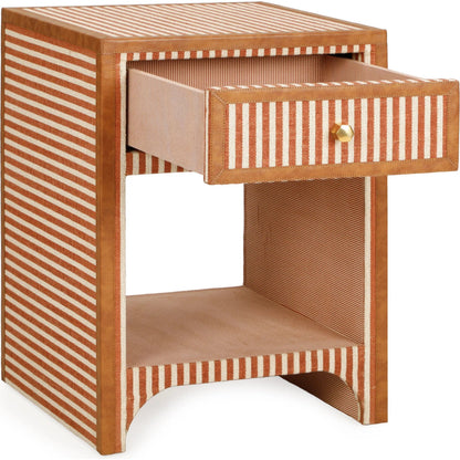 Kora Cotton Jute 1-Drawer Designer Nightstand by TOV Furniture. Made from fabric, mdf in a unique style.