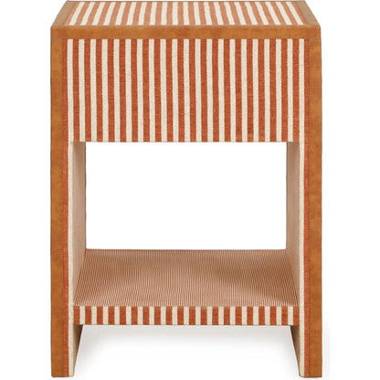 Kora Cotton Jute 1-Drawer Designer Nightstand by TOV Furniture. Made from fabric, mdf in a unique style.