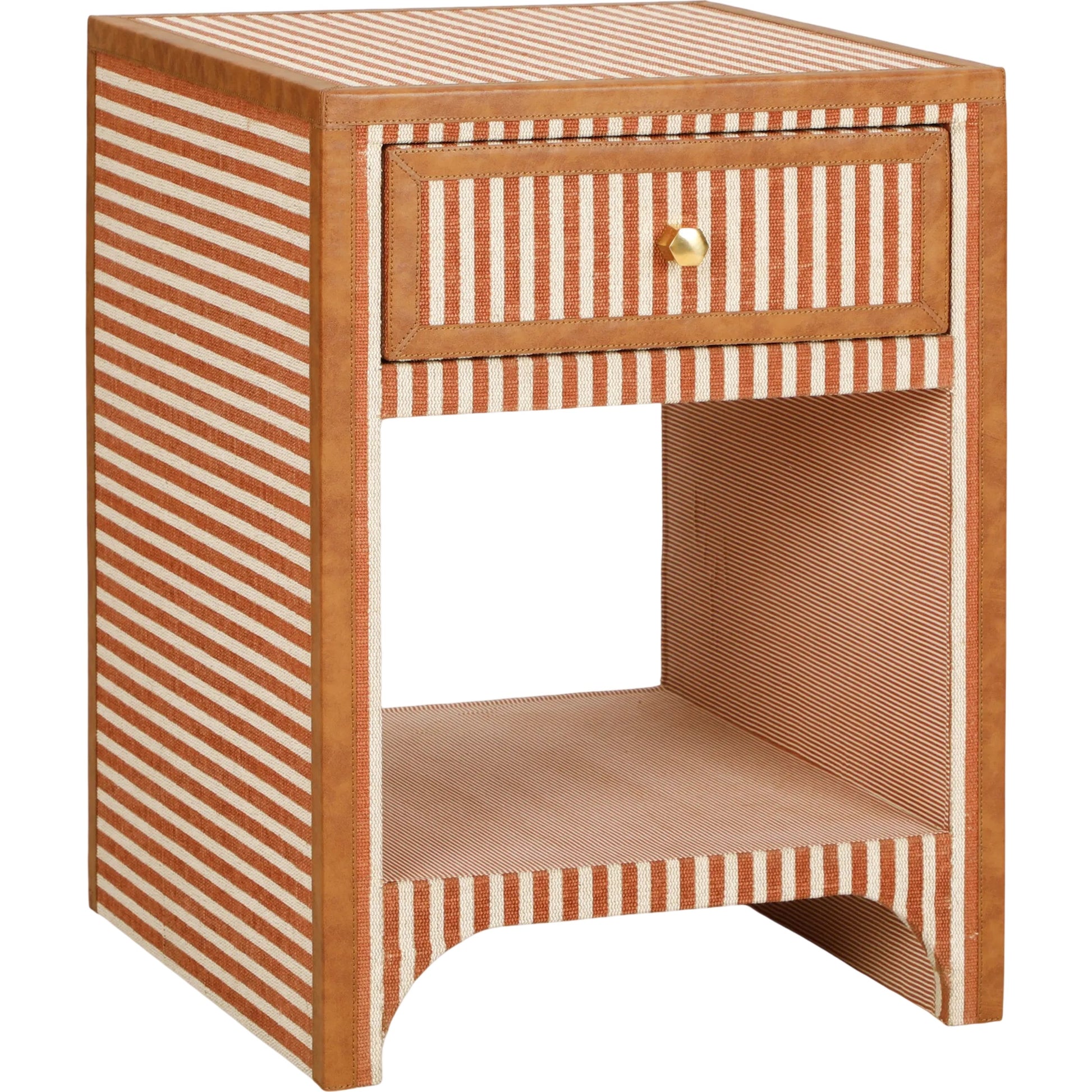 Kora Cotton Jute 1-Drawer Designer Nightstand by TOV Furniture. Made from fabric, mdf in a unique style.