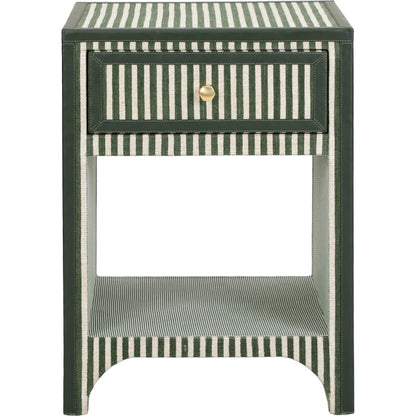 Kora Cotton Jute 1-Drawer Designer Nightstand by TOV Furniture. Made from fabric, mdf in a unique style.