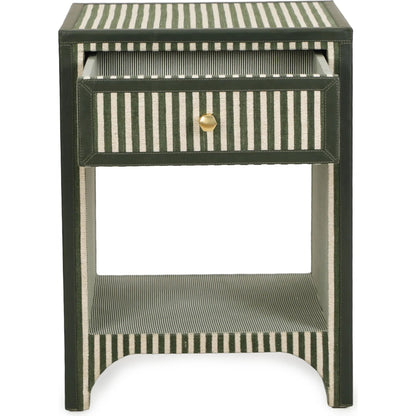Kora Cotton Jute 1-Drawer Designer Nightstand by TOV Furniture. Made from fabric, mdf in a unique style.