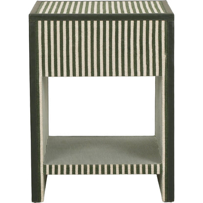 Kora Cotton Jute 1-Drawer Designer Nightstand by TOV Furniture. Made from fabric, mdf in a unique style.