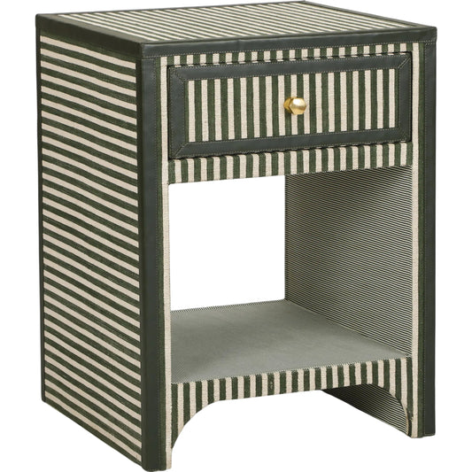 Kora Cotton Jute 1-Drawer Designer Nightstand by TOV Furniture. Made from fabric, mdf in a unique style.