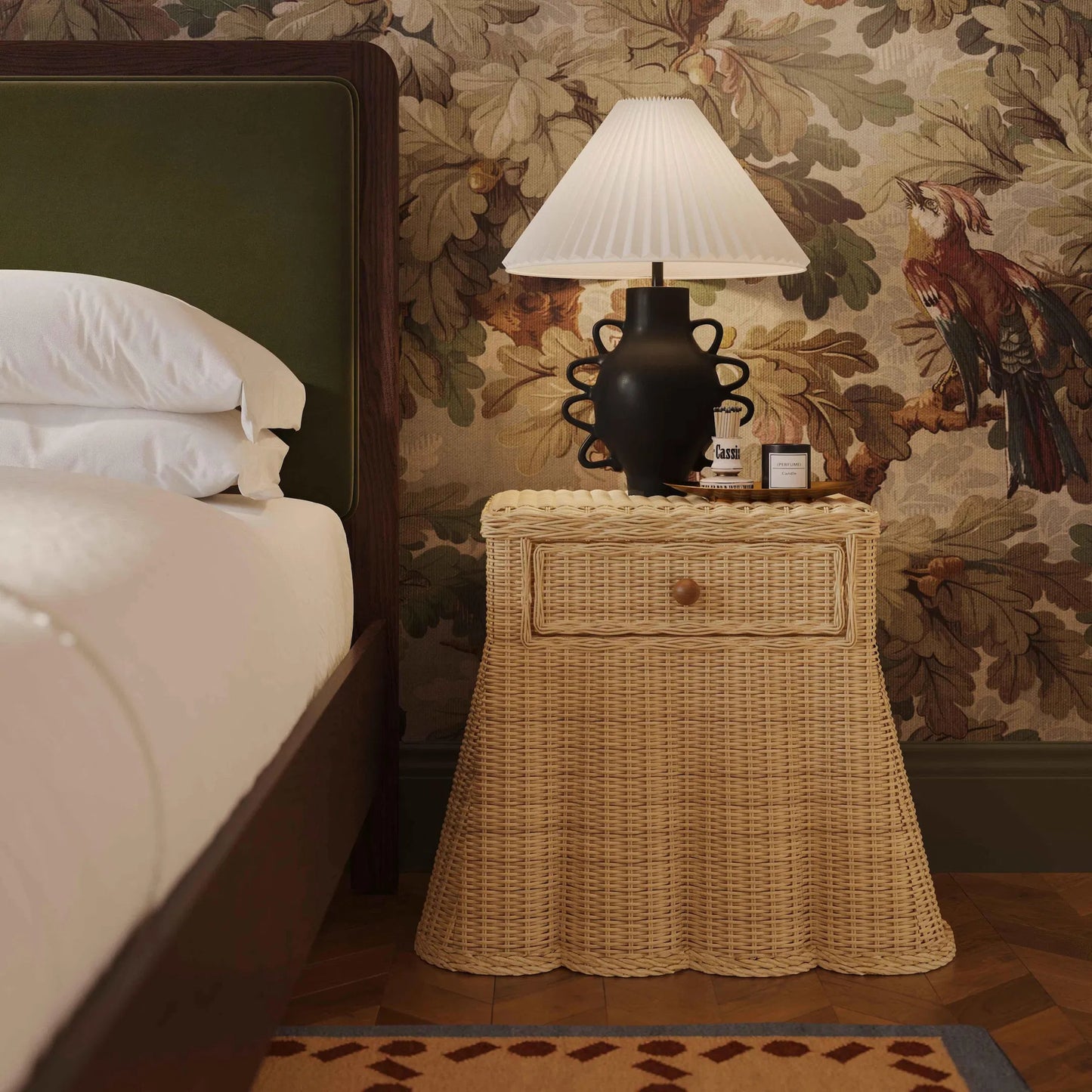 003 SI-2439977 | Lifestyle | Pentra Rattan Nightstand by TOV Furniture in natural. Made from rattan, wood in a rustic style.