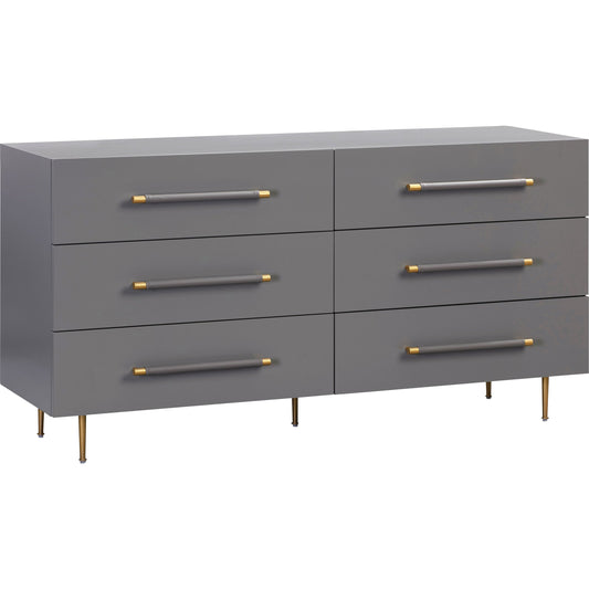 Trident 6 Drawer Dresser by TOV Furniture. Made from acacia, mdf, iron in a transitional style.