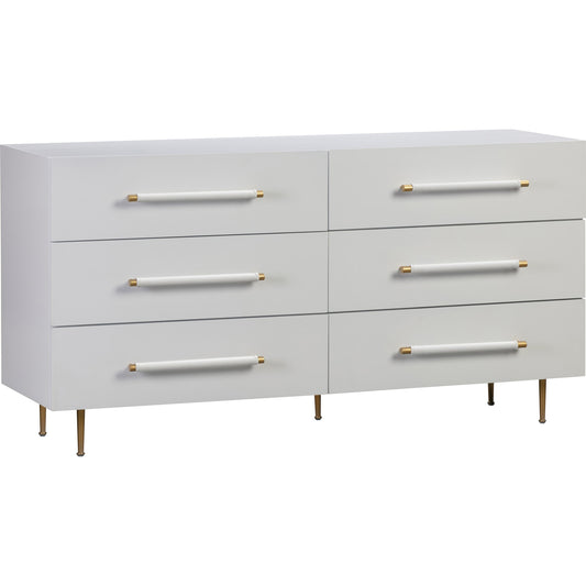 Trident 6 Drawer Dresser by TOV Furniture. Made from acacia, mdf, iron in a transitional style.