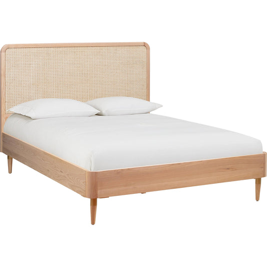 Carmen Cane Bed by TOV Furniture in natural ash. Made from cane, iron, mdf veneer, wood in a cottage & farmhouse style.