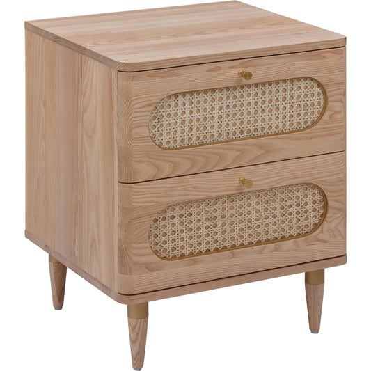 Carmen Cane Nightstand by TOV Furniture in natural. Made from cane, iron, wood in a cottage & farmhouse style.
