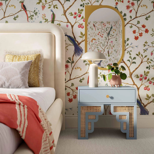 Suzie Rattan Nightstand by TOV Furniture. Made from mdf, rattan in a modern style.