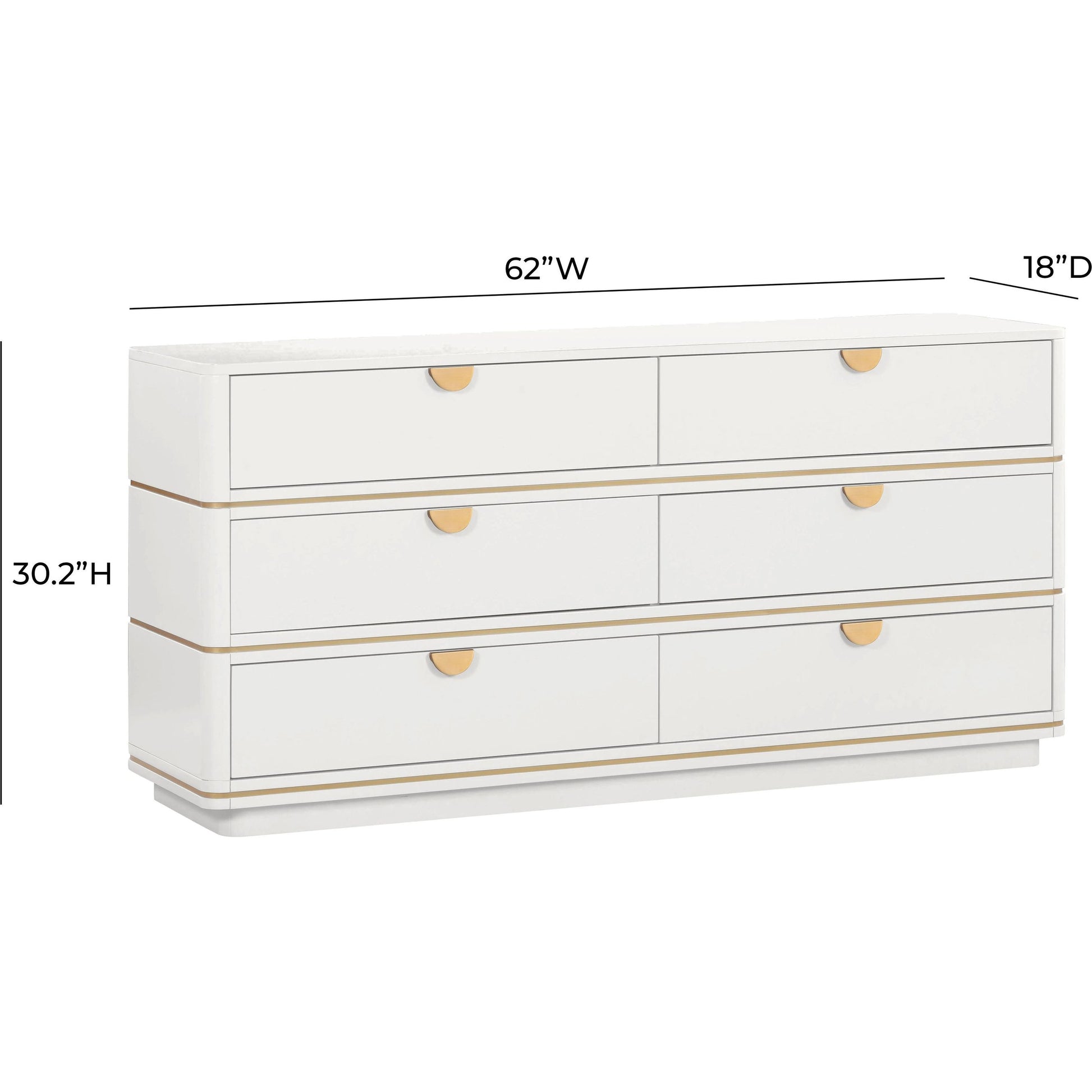 Julieta 6 Drawer Dresser by TOV Furniture. Made from acacia, mdf, plastic in a modern style.