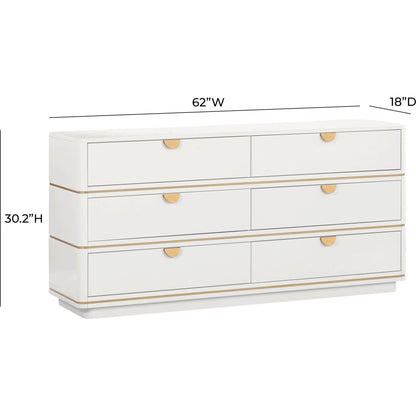 Julieta 6 Drawer Dresser by TOV Furniture. Made from acacia, mdf, plastic in a modern style.