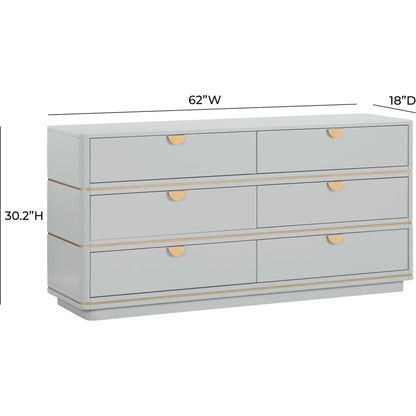 Julieta 6 Drawer Dresser by TOV Furniture. Made from acacia, mdf, plastic in a modern style.